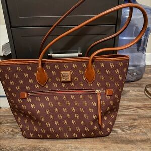Dooney & Bourke Brown and Tan Monogram Tote